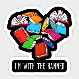 I'm With The Banned Heart Readers I Read Banned Books Sticker